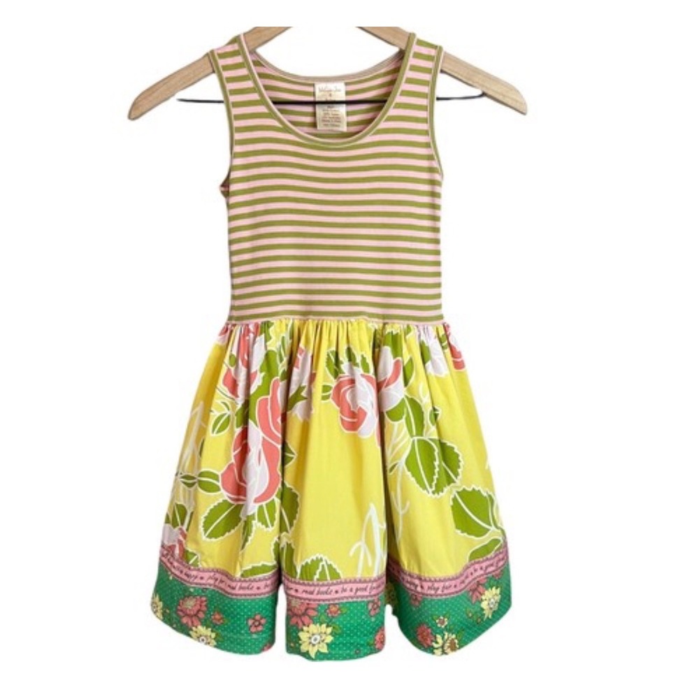 Matilda Jane House of Clouds Caroline Tank Dress Girls 8 Floral Striped Pink
